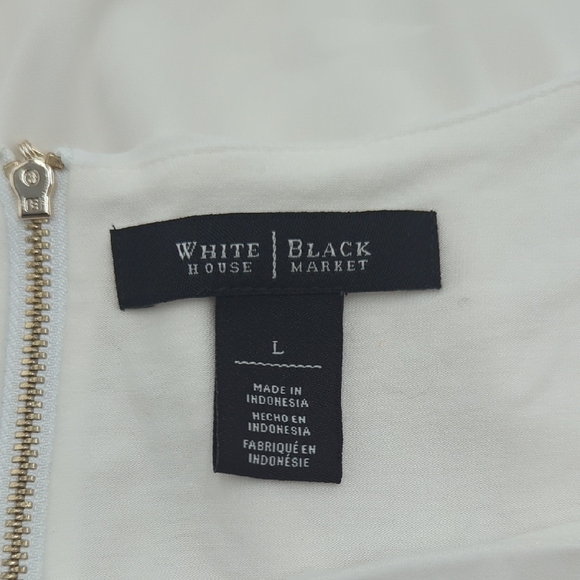 WHBM White Contrast Trim Sleeveless Blouse Large White Black Lined Zipper Casual - Picture 8 of 12